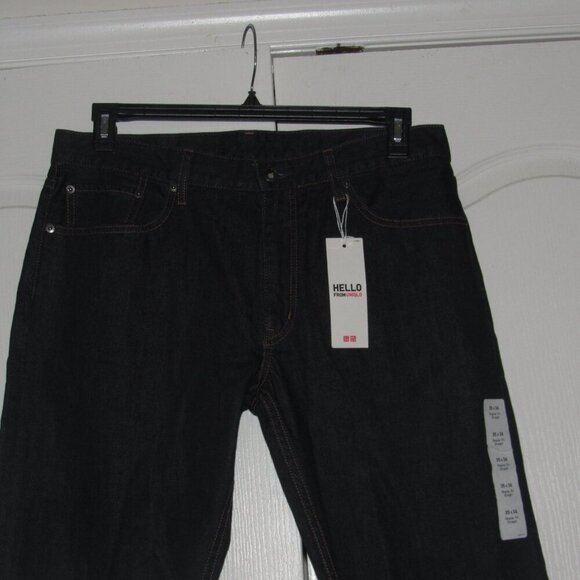 NWT UNIGLO Regular Fit Straight Leg Dark Wash Jeans Size 35 x 34 - Picture 2 of 6